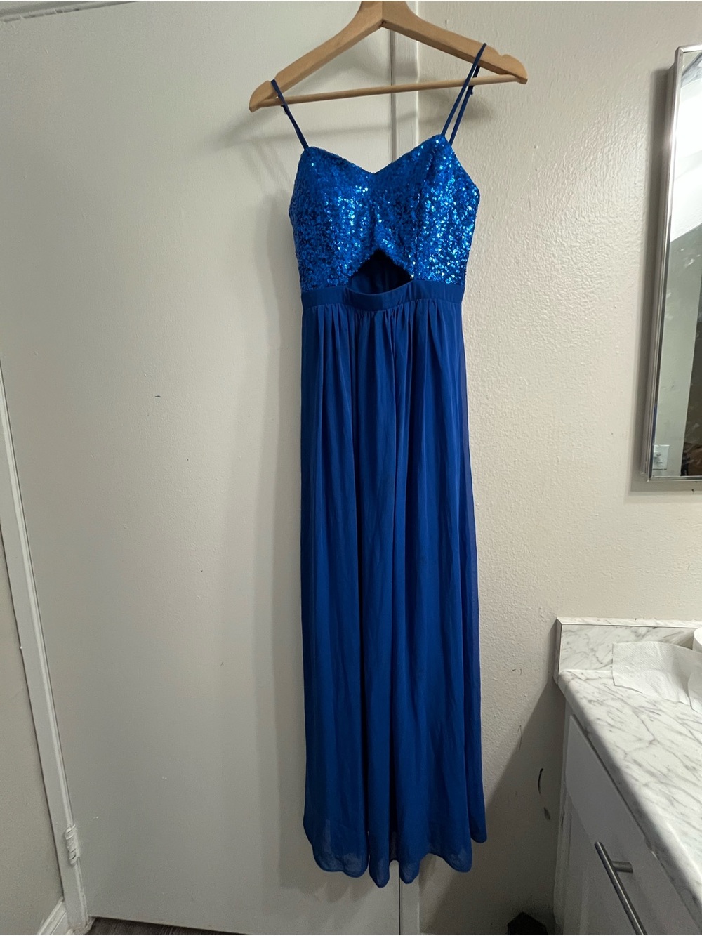 Darling Royal Blue Sequin Spaghetti Strap Dress
